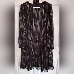 Womens Maia Elegant Black With Silver Patterned Dress